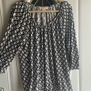 Michael Kors Black and White Patterned Blouse